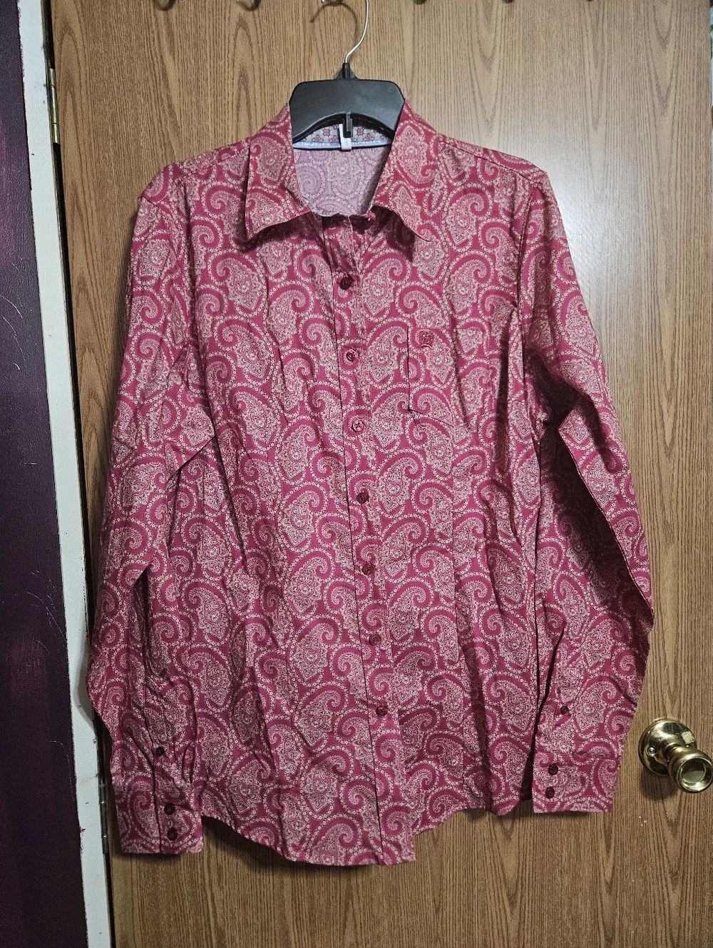 Cinch Womens Pink Paisley Western Embroidered Button Down Size XL! - Picture 1 of 6